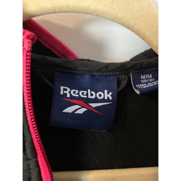 Reebok Girls 10/12 Medium Jacket Black With Pink Zipper & Hood - Picture 2 of 5